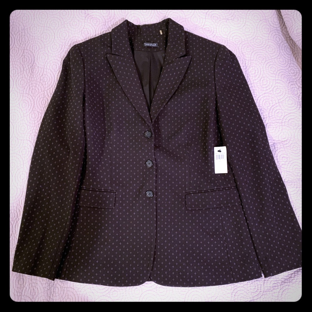 Tahari Dark Brown Blazer Size 10 NWT